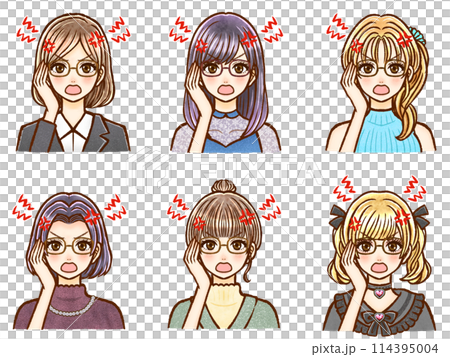 脾氣暴躁、易怒的成年女性的插圖資料集 3 114395004