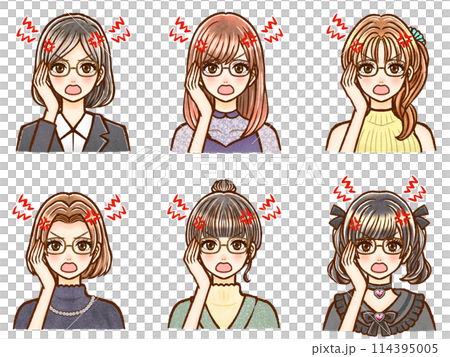 脾氣暴躁、易怒的成年女性的插圖資料集 4 114395005