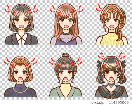 脾氣暴躁、易怒的成年女性的插圖資料集 5 114395006