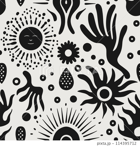Seamless Botanical Black Pattern vector Seamless Botanical Black Pattern vector 114395712