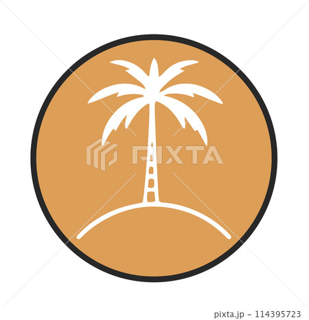 Stylized Palm Tree on Island Stylized Palm Tree on Island 114395723
