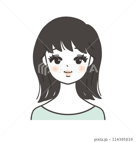 正面を向いた女性の顔 正面を向いた女性の顔 114395819