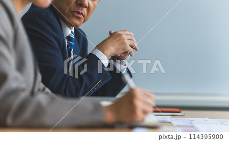 仕事中のビジネスパーソン：ビジネスシーン 114395900