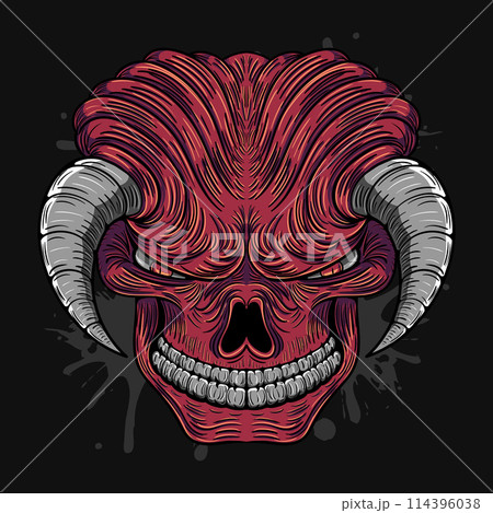 Malevolent and otherworldly character, a representation of the inner demons. With an air of mystery and malevolence, this demonic entity embodies the dark side and deepest fears the human psyche 114396038