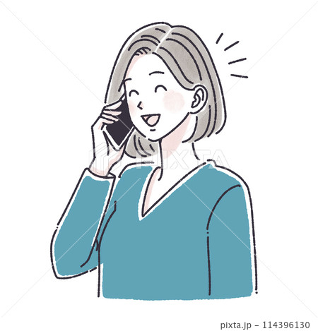 電話をする女性,電話をかける女性,女性,女の子,スマホ,スマートフォン,通話,問い合わせ,クレーム, 114396130