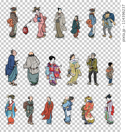 浮世絵の添景人物集 114396237