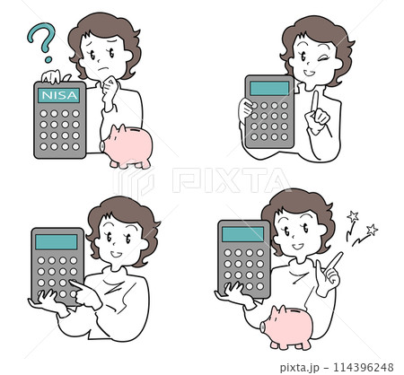 価格交渉する主婦セット 114396248