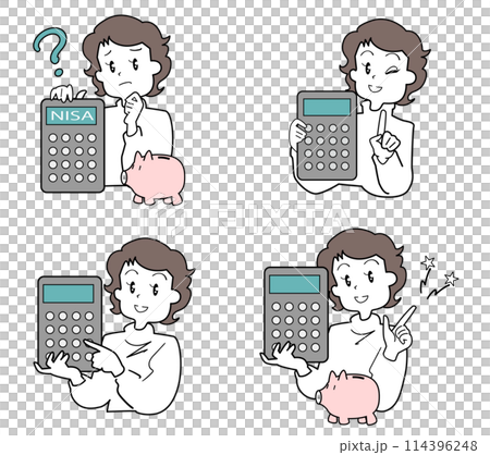 価格交渉する主婦セット 114396248