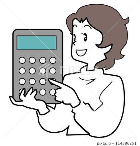 価格交渉する主婦-計算チェック 114396251
