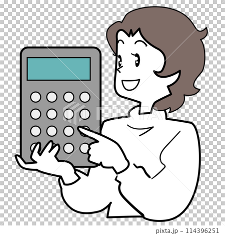 価格交渉する主婦-計算チェック 114396251