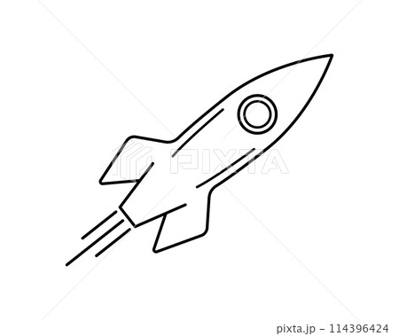 Rocket line icon. Spaceship isolated illustration. Startup outline symbol Rocket line icon. Spaceship isolated illustration. Startup outline symbol 114396424