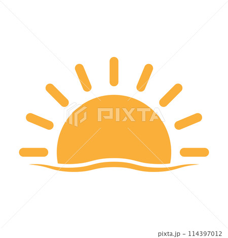A half sun is setting downwards icon vector sunset concept for graphic design, logo, web site, social media, mobile app, ui illustration 114397012