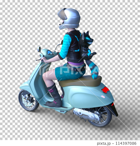 スクーターに乗る女性 114397086