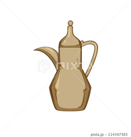 cup arabic tea pot cartoon vector illustration 114397365