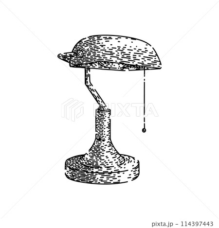 work desk lamp sketch hand drawn vector 114397443