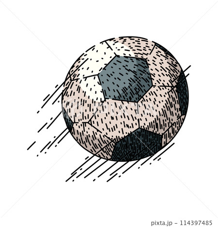 equipment soccer ball sketch hand drawn vector 114397485