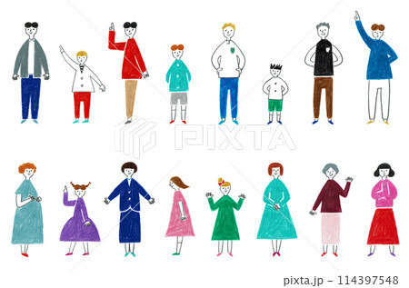 人々　色々な年代の女性と男性 114397548