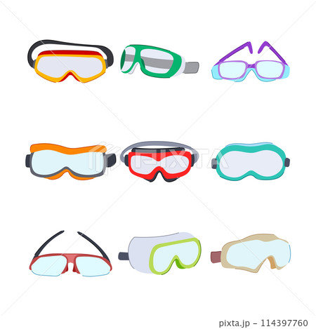 safety goggles set cartoon vector illustration 114397760