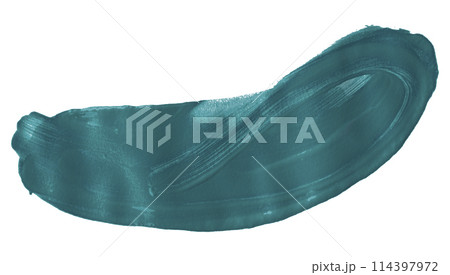 Green paintbrush isolated on white background. Deep lake color. Green paintbrush isolated on white background. Deep lake color. 114397972