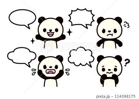 いろいろな表情のかわいいパンダのイラストと吹き出しのセット いろいろな表情のかわいいパンダのイラストと吹き出しのセット 114398175