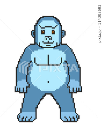 ゴリラ_ドット絵(青) 114398693