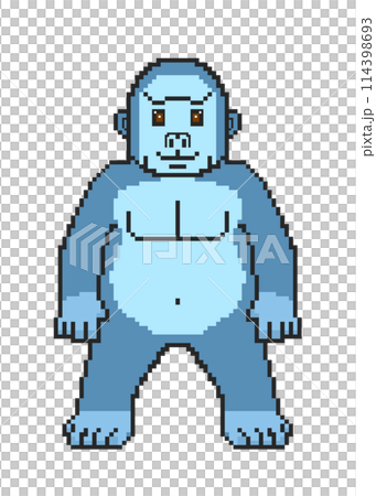 ゴリラ_ドット絵(青) 114398693