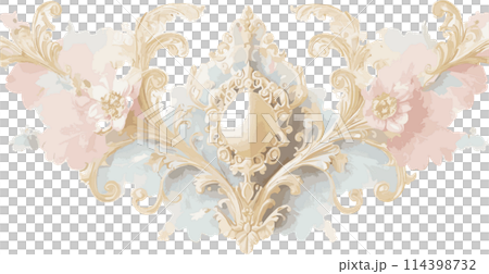 Decoration, ornament, pattern, frame, painting, background, watercolor, art, analog touch, illustration material 114398732