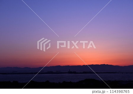 夕焼けを背景にしたセントレア 夕焼けを背景にしたセントレア 114398765