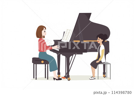 音楽教室で習う子供 114398780