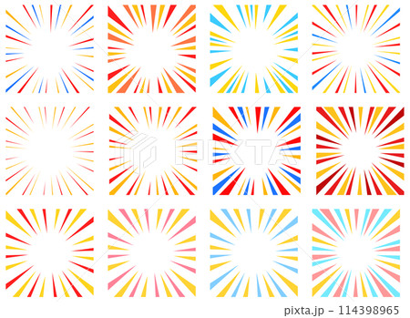 カラフルな集中線のイラスト素材のセット 114398965