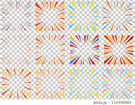カラフルな集中線のイラスト素材のセット 114398965