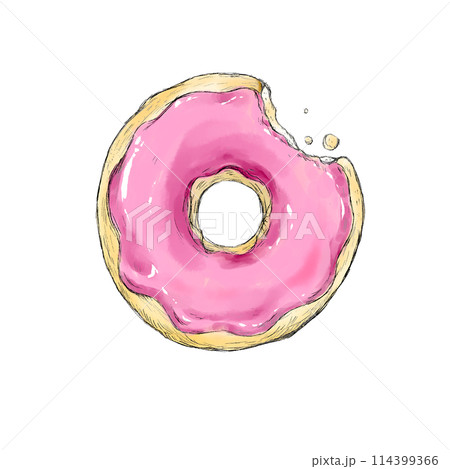 美味しそうな手描きドーナツ 114399366