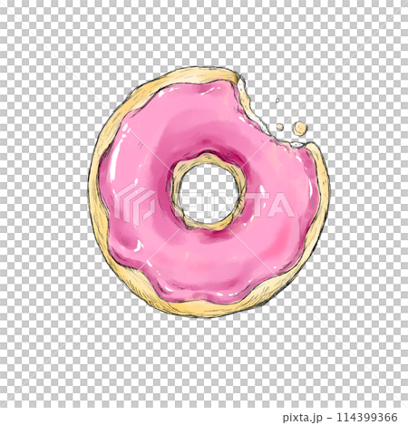 美味しそうな手描きドーナツ 114399366