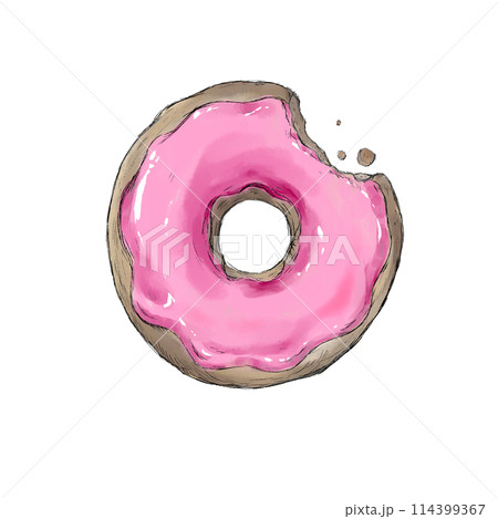 美味しそうな手描きドーナツ 114399367
