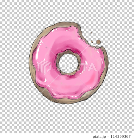 美味しそうな手描きドーナツ 114399367