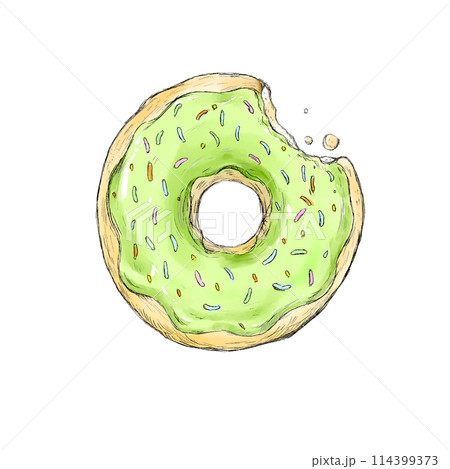 美味しそうな手描きドーナツ 美味しそうな手描きドーナツ 114399373