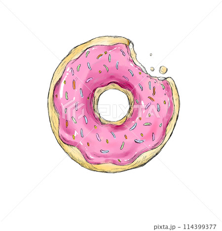 美味しそうな手描きドーナツ 114399377