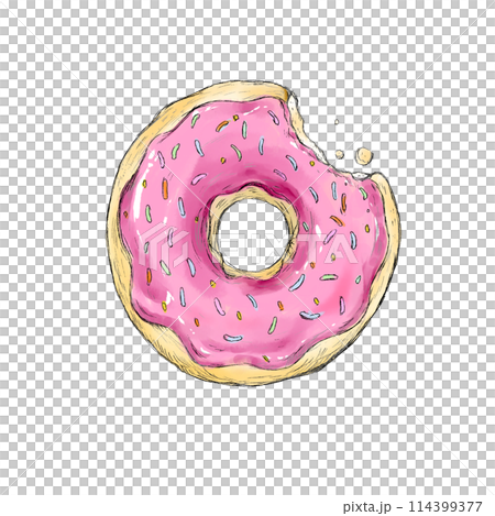 美味しそうな手描きドーナツ 114399377