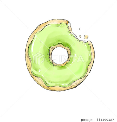 美味しそうな手描きドーナツ 114399387