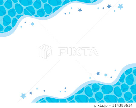 青い海のイラストフレーム 114399614