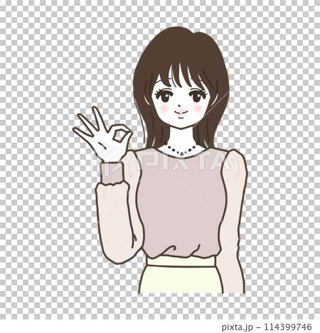 オッケーサインを出す女性 114399746