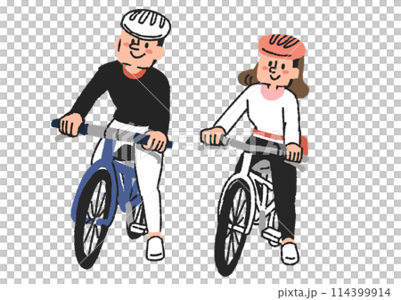 Men and women riding bicycles People who enjoy cycling as a hobby 114399914