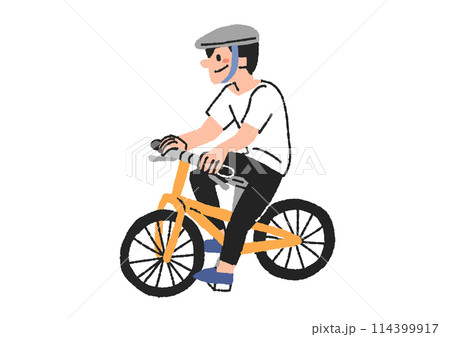 スポーツ用自転車に乗る男性 趣味で自転車を楽しむ人々 スポーツ用自転車に乗る男性 趣味で自転車を楽しむ人々 114399917