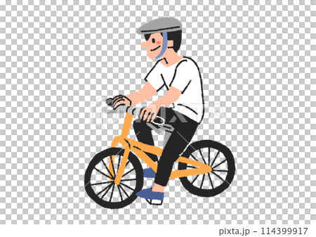 スポーツ用自転車に乗る男性 趣味で自転車を楽しむ人々 スポーツ用自転車に乗る男性 趣味で自転車を楽しむ人々 114399917