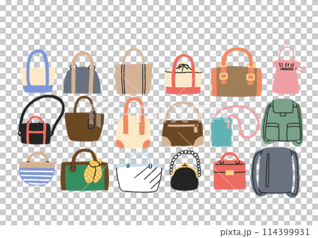 Illustration set of various types of bags 114399931