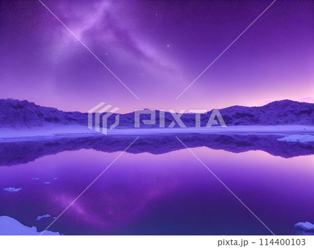 abstract nature background with mountains and lake 114400103