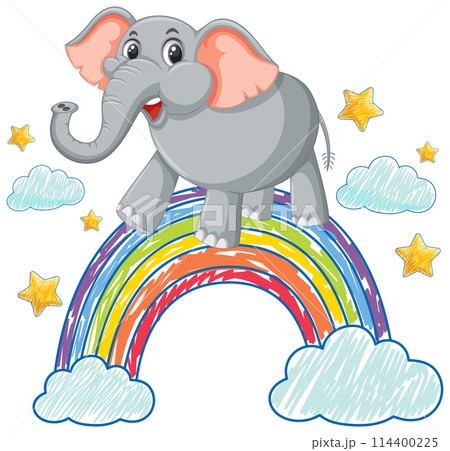 Elephant on a Colorful Rainbow Bridgeのイラスト素材 [114400225] - PIXTA