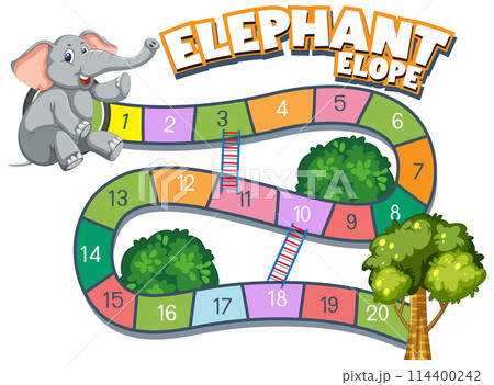 Elephant Elope Board Game Illustration 114400242