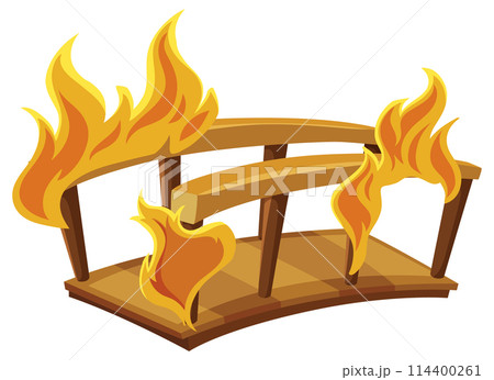 Burning Wooden Bridge Illustration 114400261