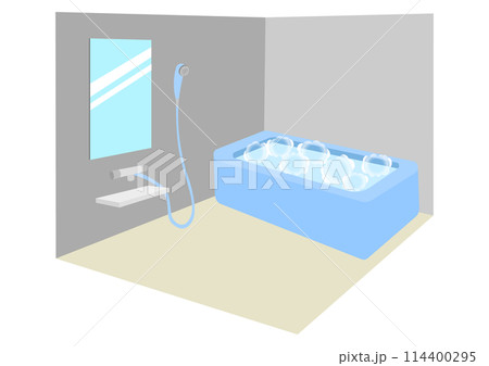 シャワーと浴槽があるお風呂の室内 114400295
